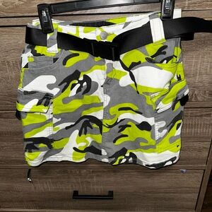 Camouflage Mini Skirt with Belt